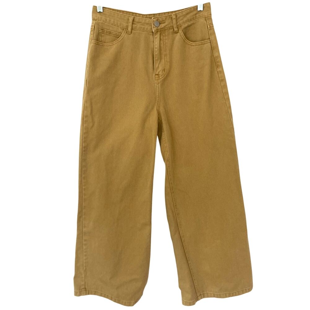 Cider Mustard Yellow Wide Leg Twee Cottage Cottagecore Fall Boho Denim Jeans
